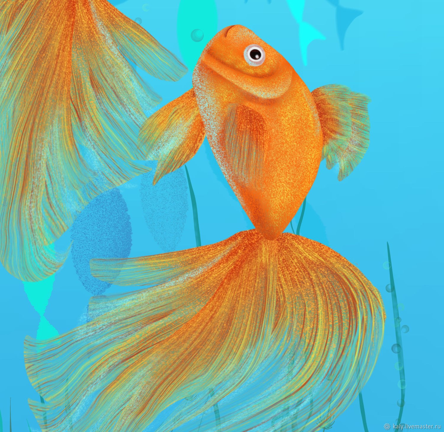 Открытка с золотой рыбкой. Золотая рыбка. Красивая Золотая рыбка рисунок. Золотая рыбка картинка красивая.
