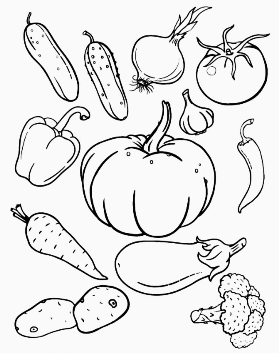 Контурные изображения овощей
