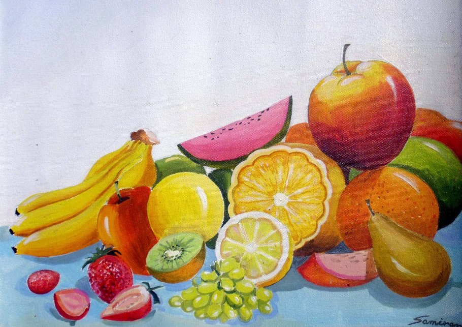 Натюрморт фруктов для детей