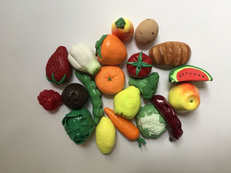 Овощи и фрукты из полимерной глины