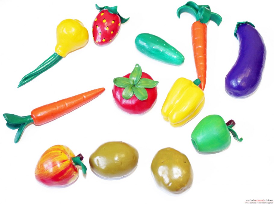 Фигурки овощей и фруктов