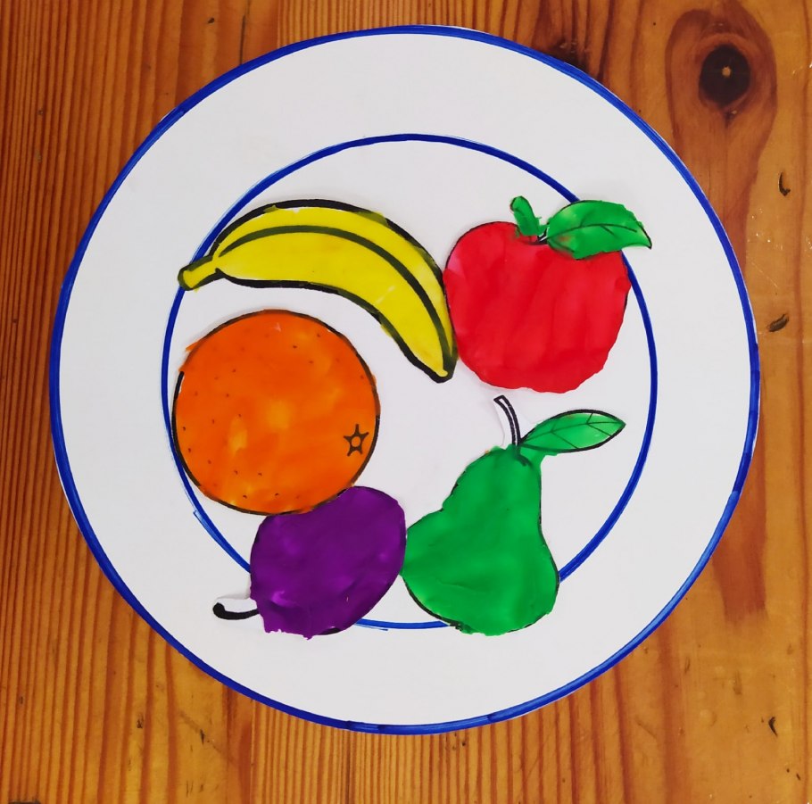 Аппликация фрукты на тарелке