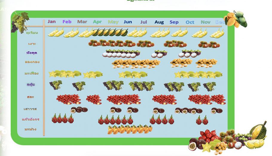 Фрукты Тайланда по месяцам таблица