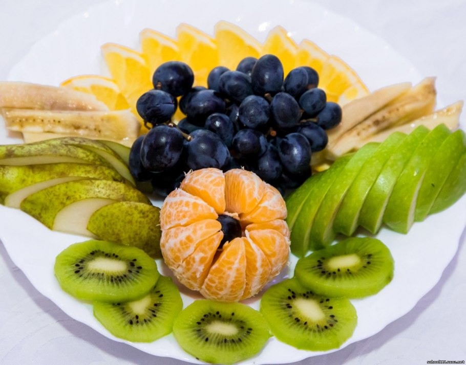 Красивая укладка фруктов на тарелке