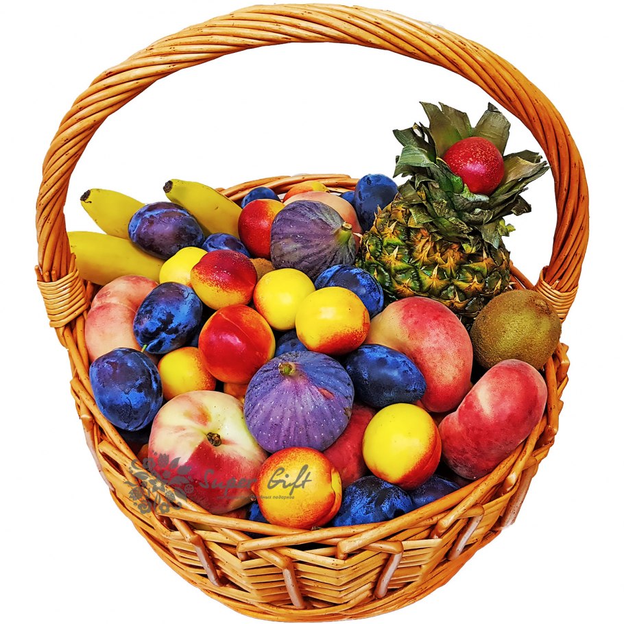 Корзина из фруктов и цветов