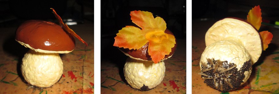 Осенние грибы папье маше