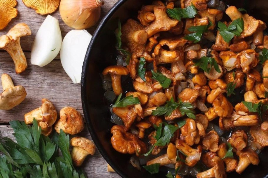 Лисички грибы жареные