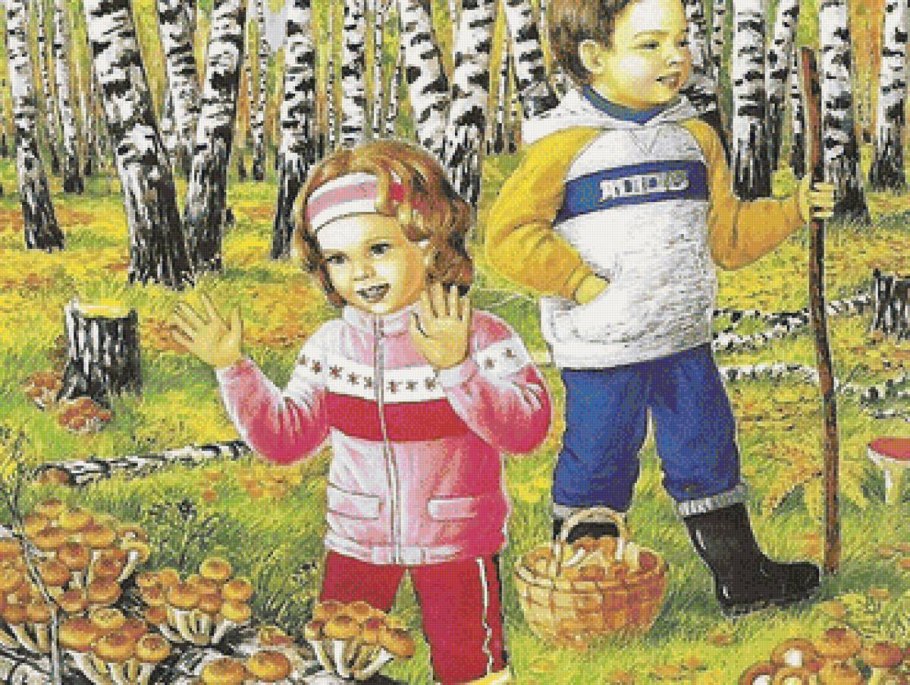 Ккартина "в лес по грибы" л.Новоселовой