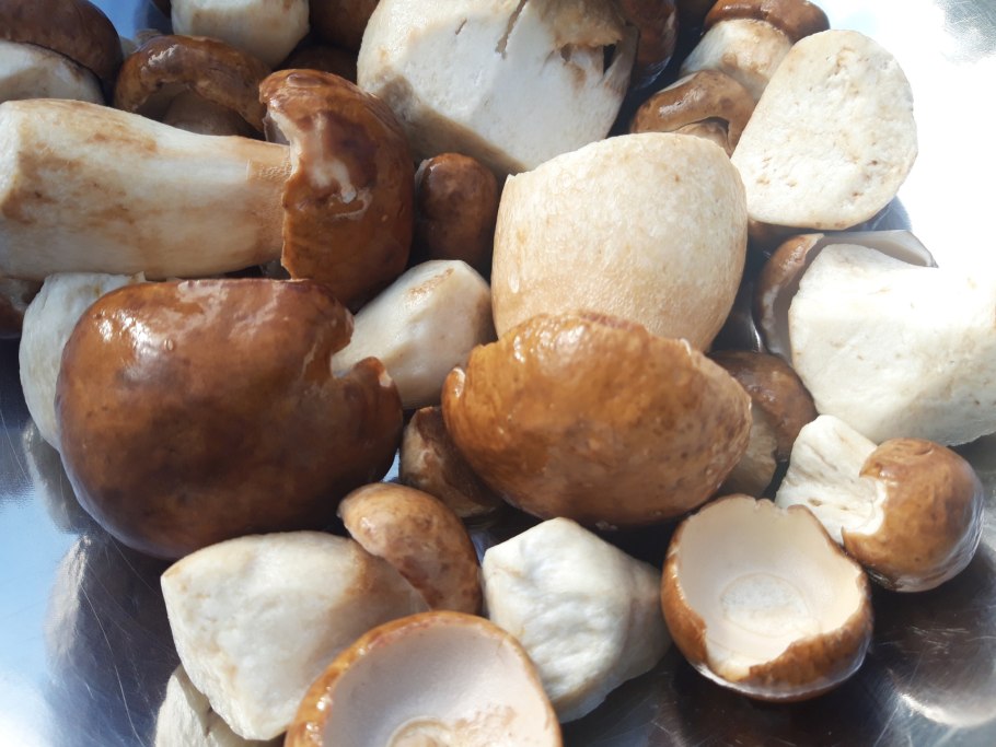 Яйца фаршированные грибы боровики с коричневой шляпкой фото