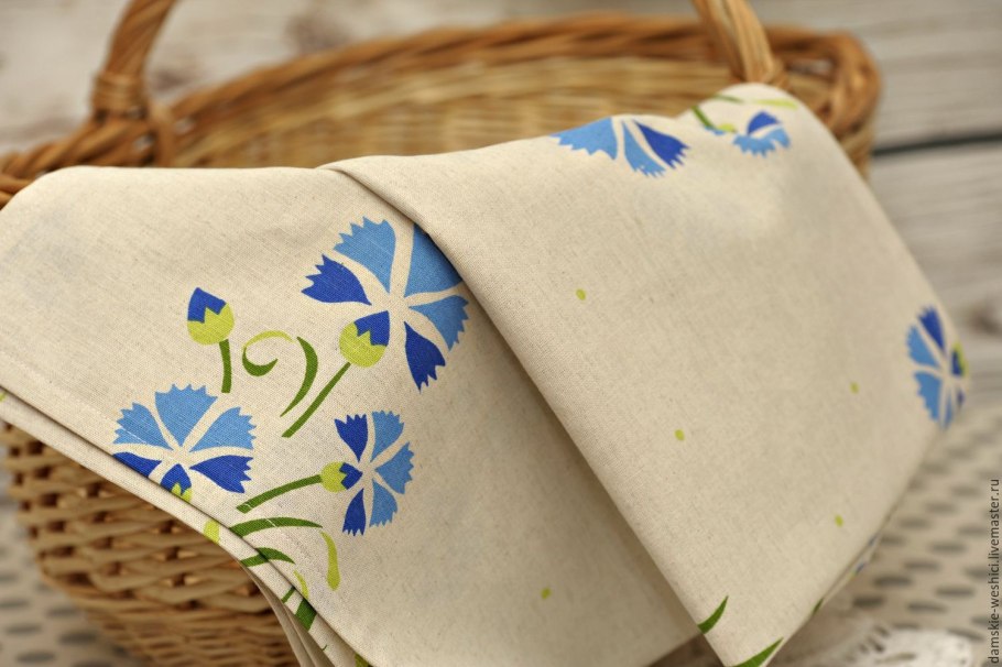 Василек скатерть льняная