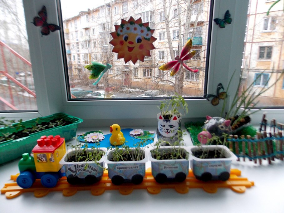 Зелень на подоконнике