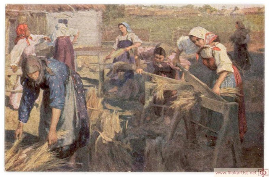 Жатва кустодиева картина