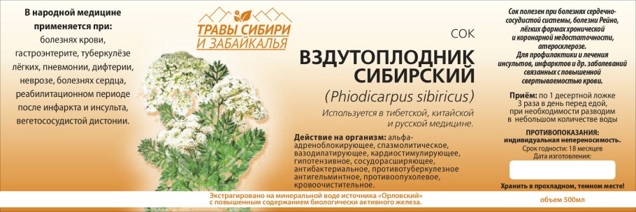 Корневища и корни вздутоплодника Сибирского