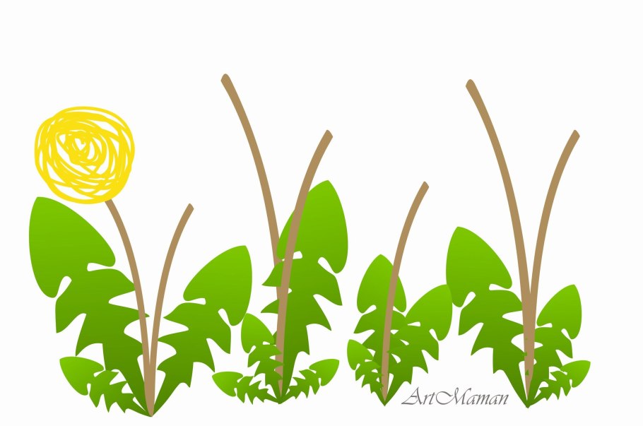 Стебель и листья одуванчика