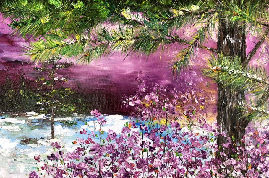 Картины маслом багульник в живописи