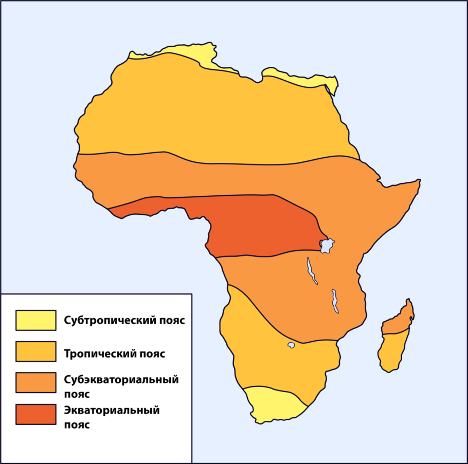 Карта климатических поясов Африки