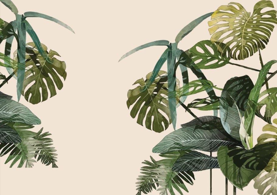 Тропические листья и цветы