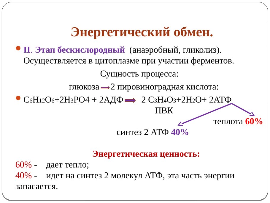 Энергетическая ценность гликолиза