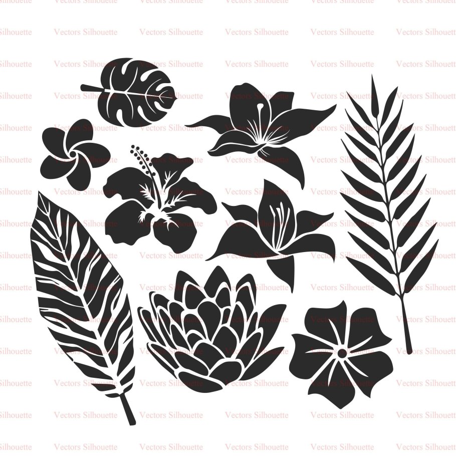 Тропические растения трафарет