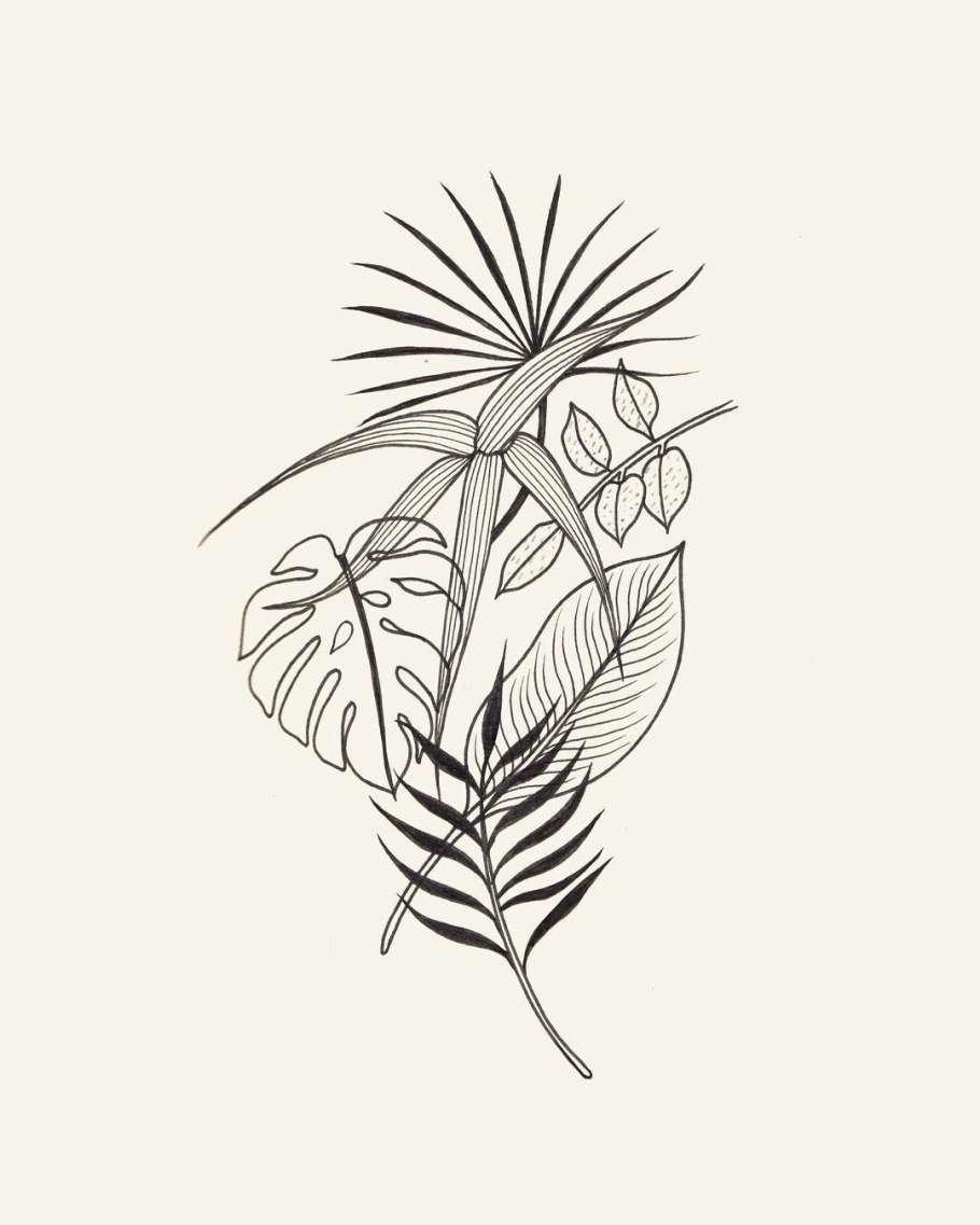 Тату тропические цветы