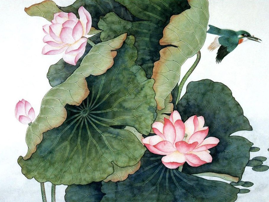 Китайская живопись Лотосы кувшинки