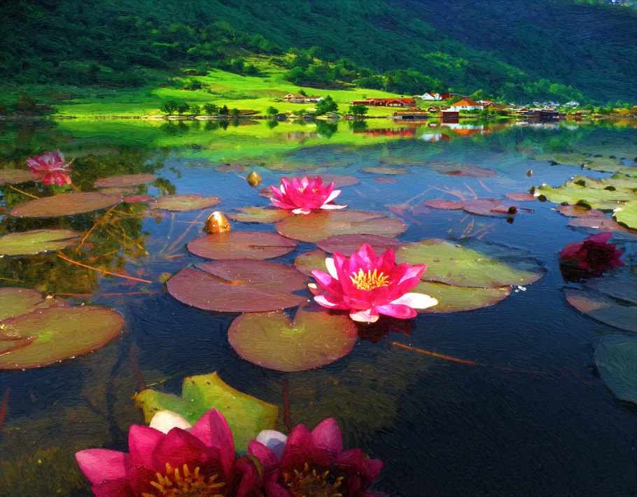 Красивые кувшинки на воде