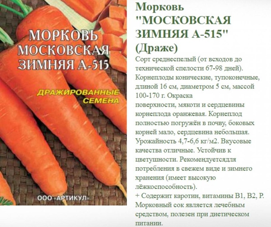Характеристика моркови