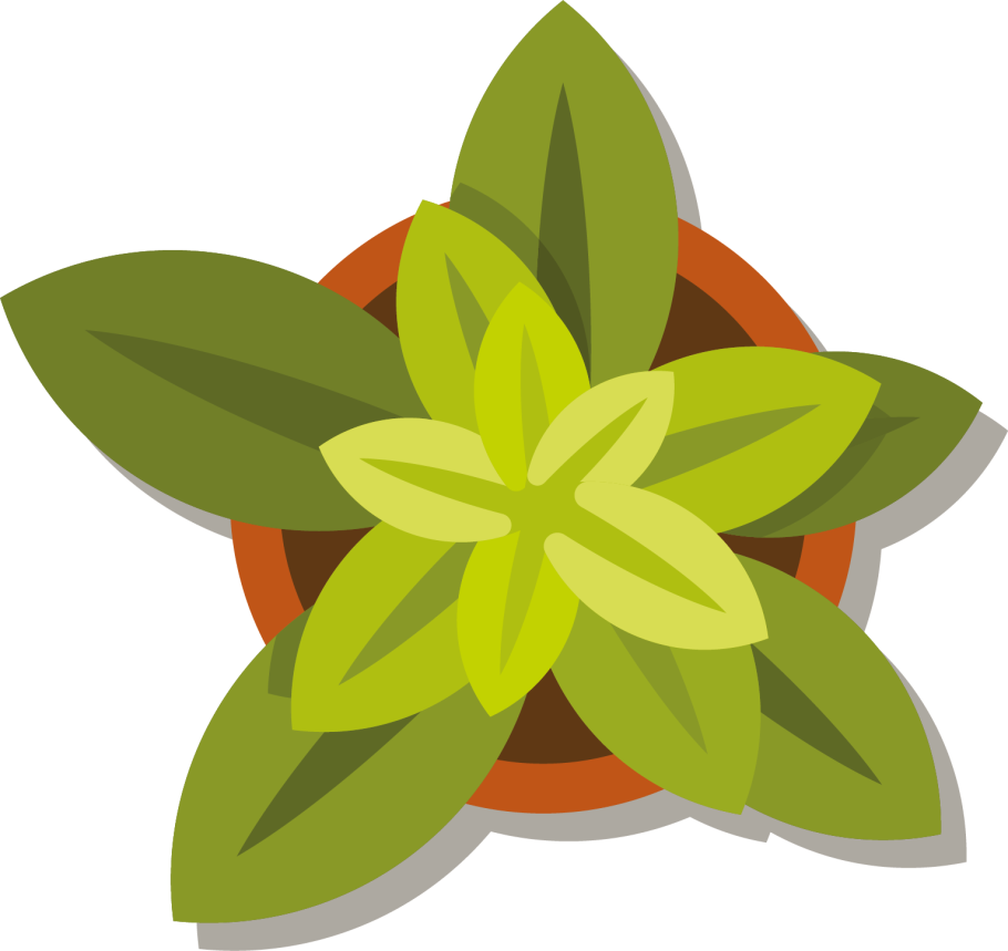 Векторное растение в горшке сверху