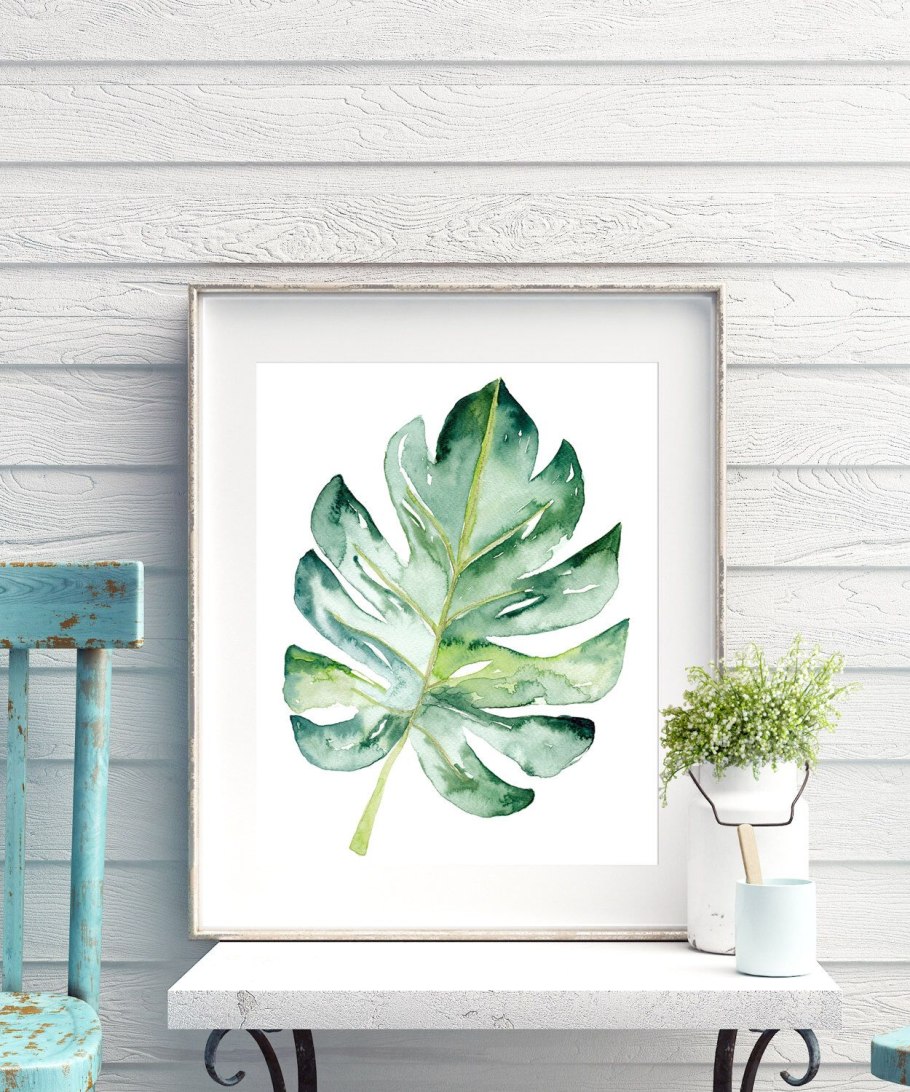 Тропические листья живопись