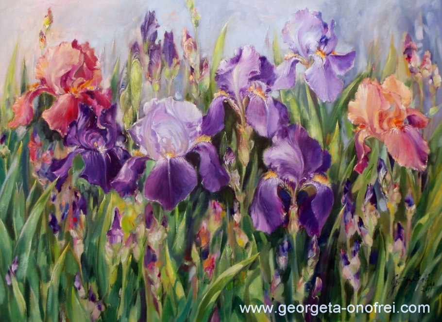Ирисы акварелью Мари Берк