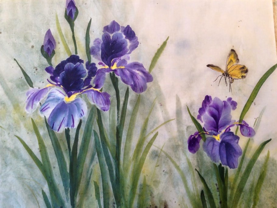 Ирисы акварелью Ковальский