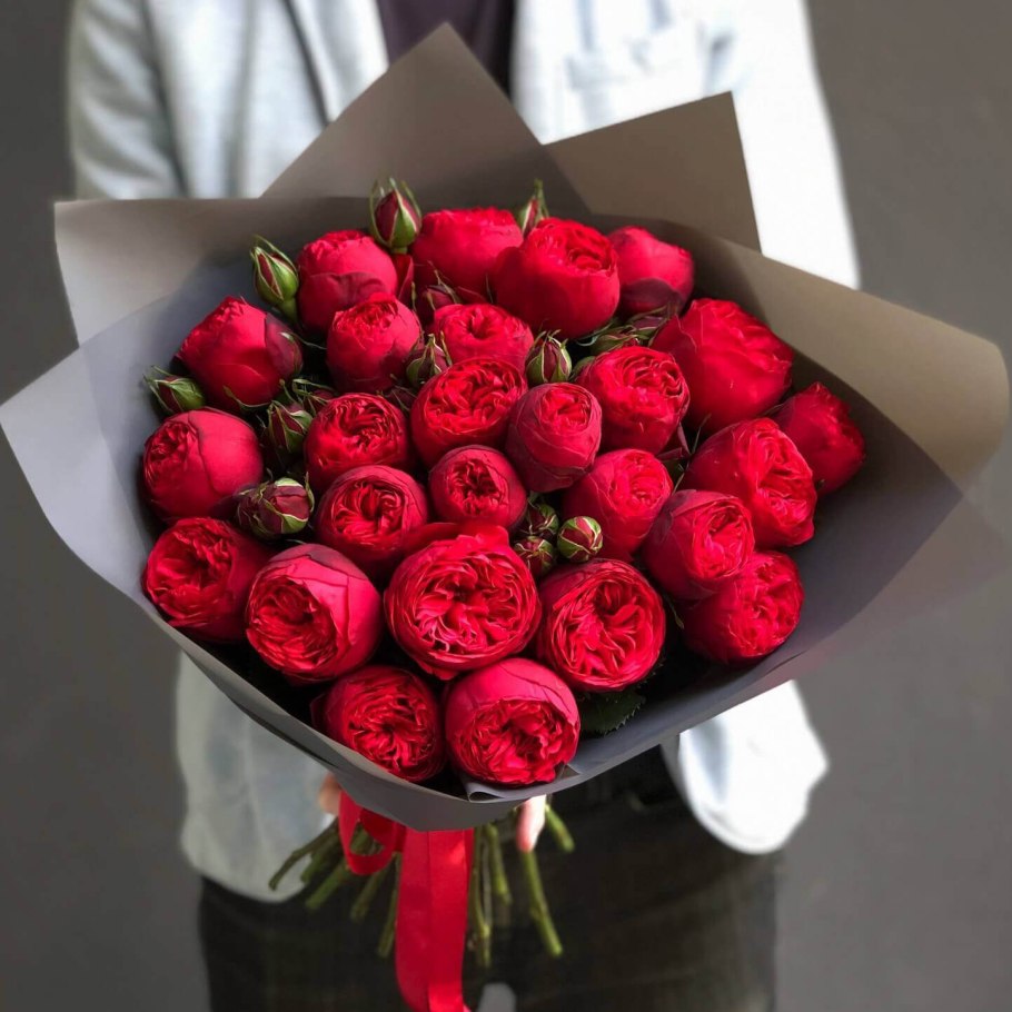 Пионовидная роза ред пиано