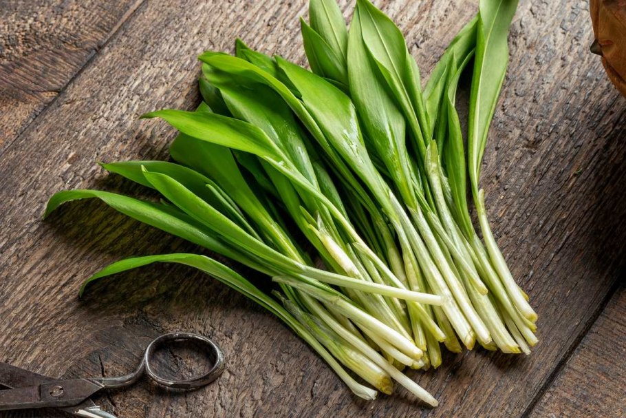 Листья чеснока салат