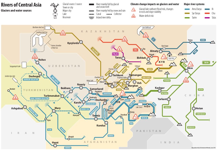 Карта рек средней Азии