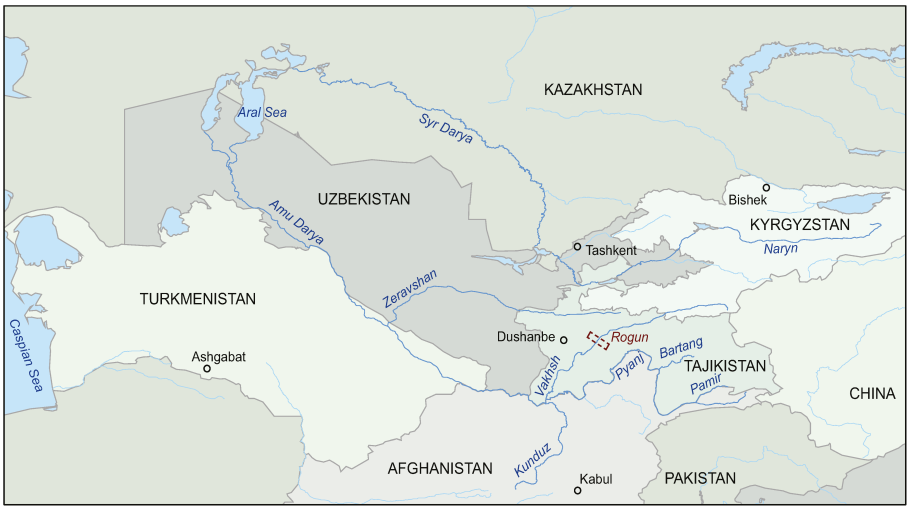 Река Амударья на карте