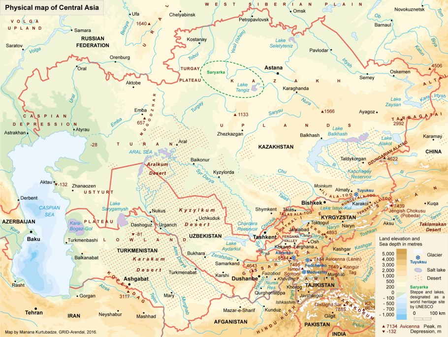 Карта средней Азии