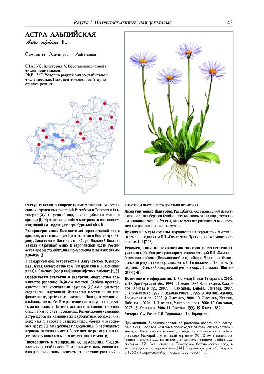Растения Самарской области занесенные в красную книгу