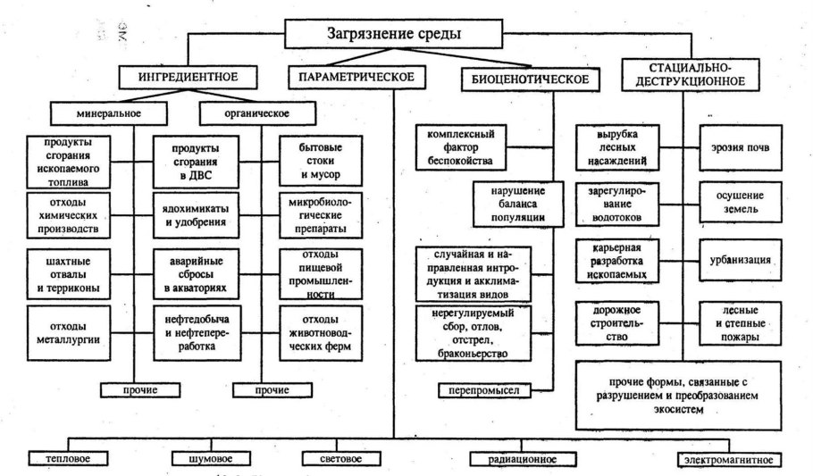 Схема классификации загрязнения окружающей среды