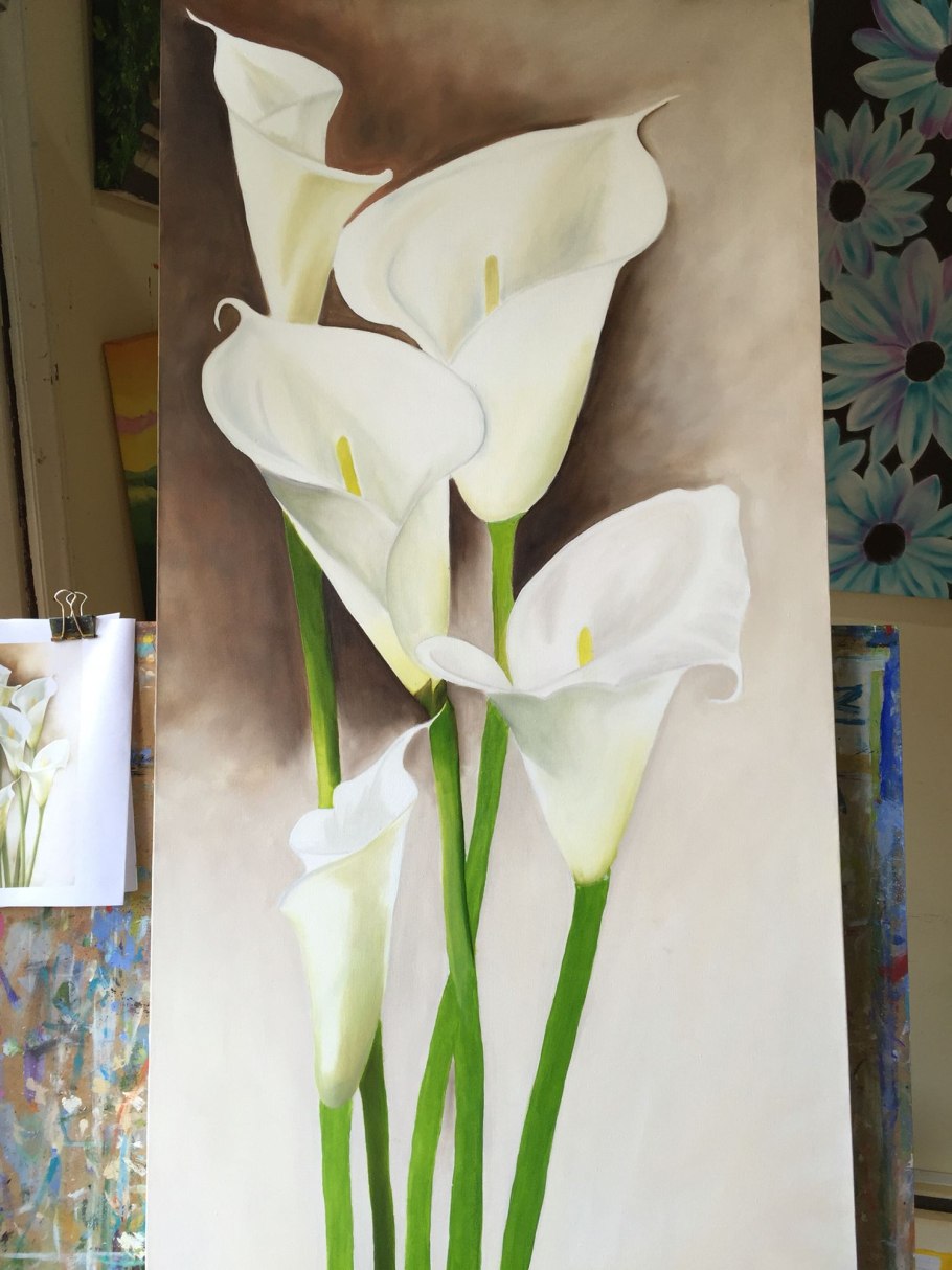 Акрил каллы картина