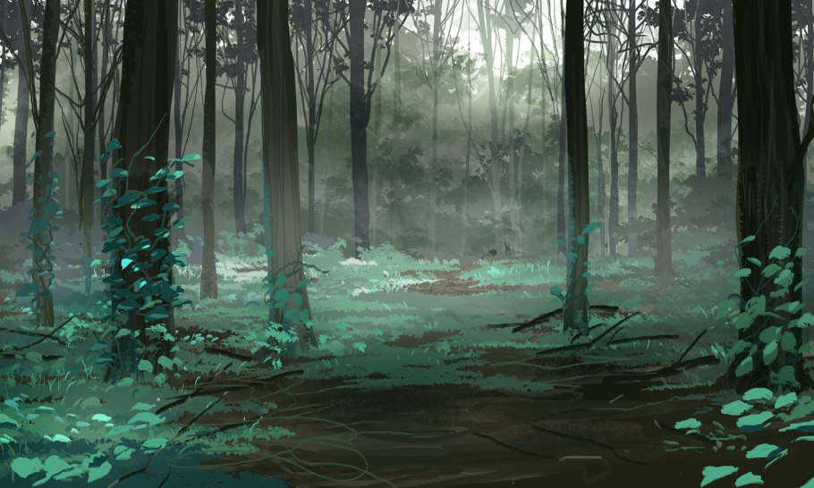 Дождливый лес аниме