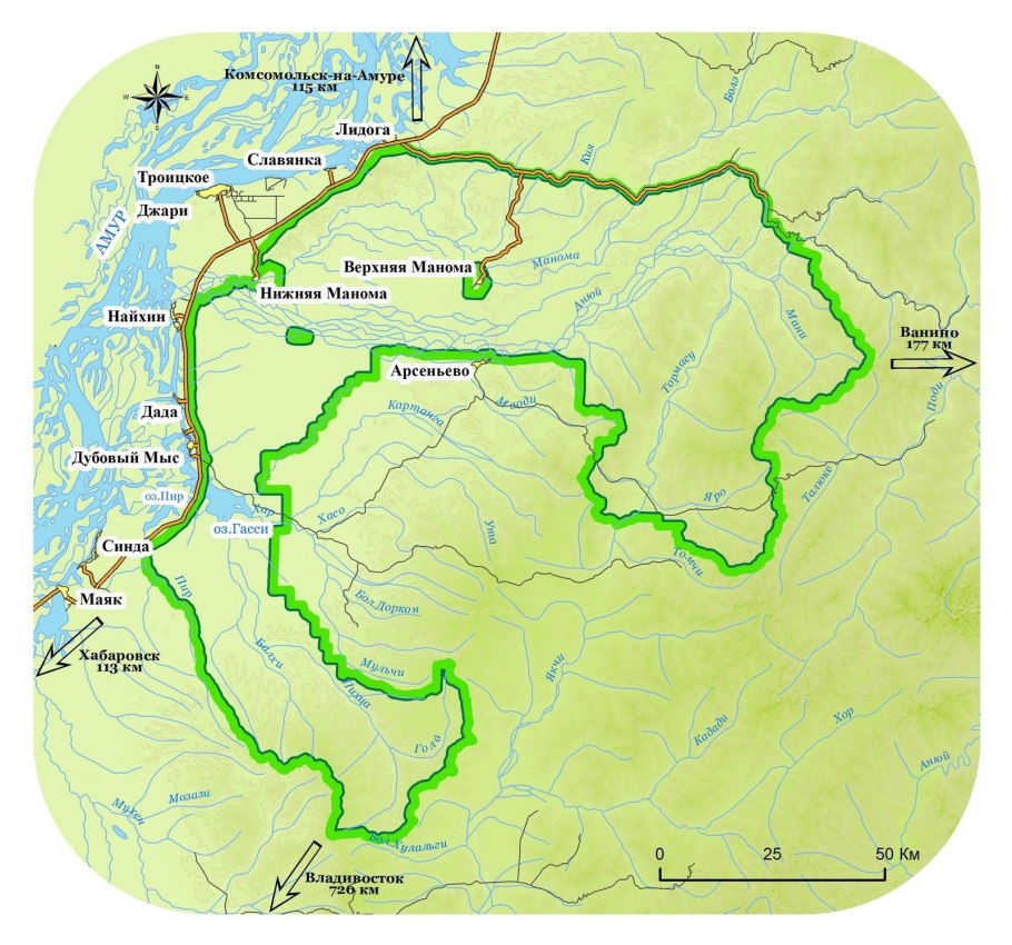 Анюйский национальный парк на карте