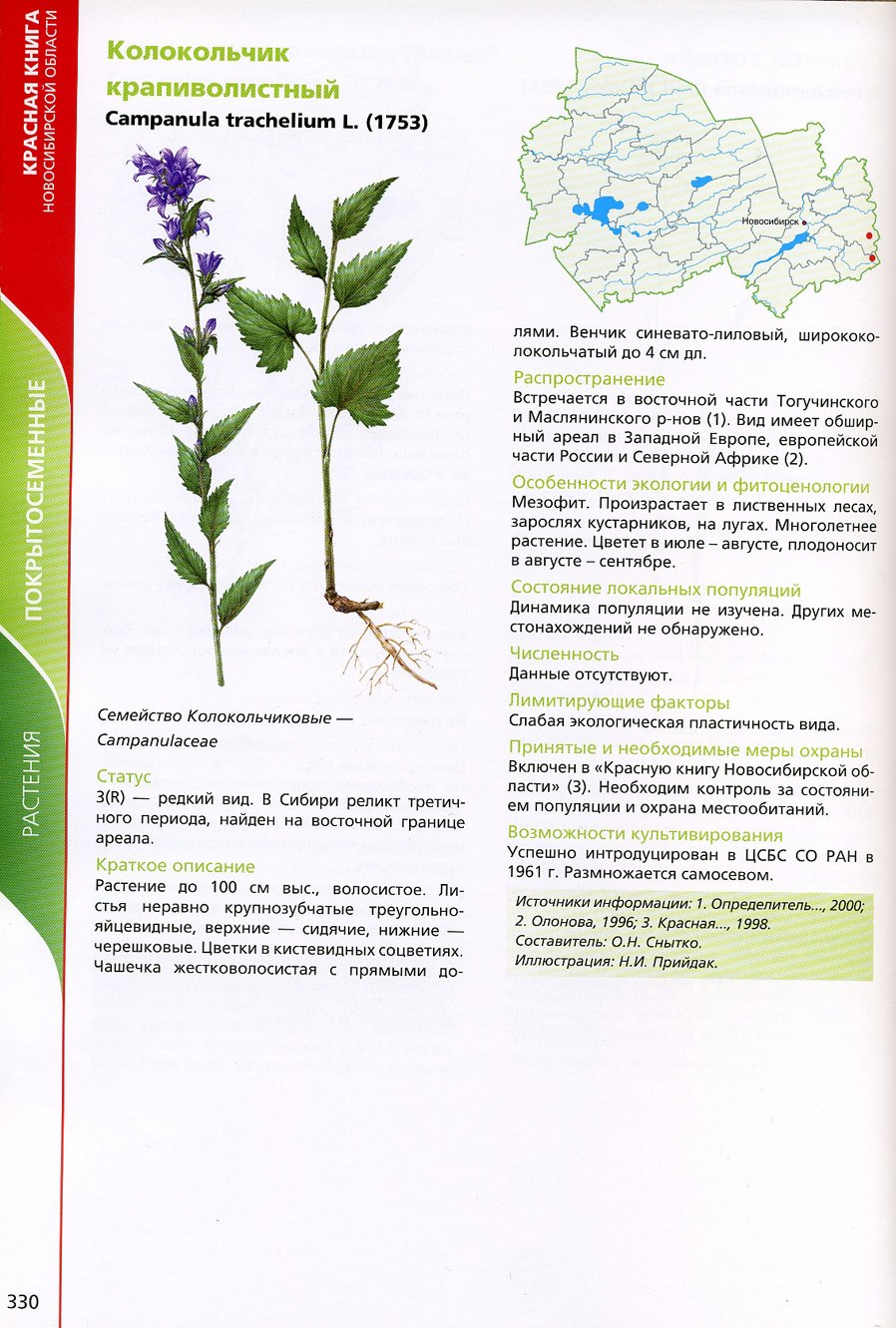 Колокольчик крапиволистный красная книга Новосибирской области