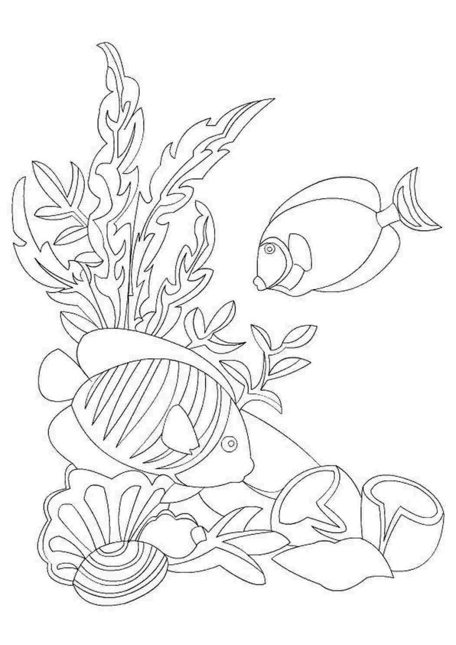 Витраж рыбки трафарет