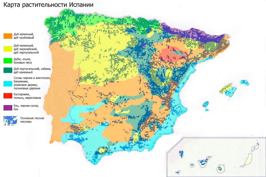 Почвы Испании карта