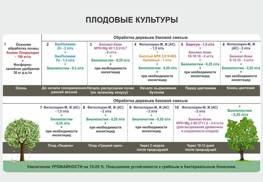 Схема удобрения плодовых деревьев и кустарников