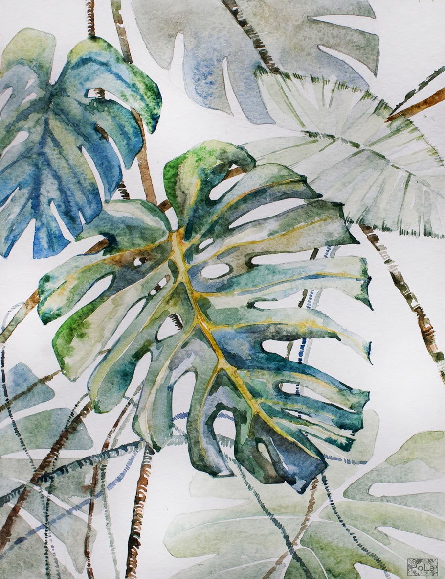 Tropical Leaf Aquarel