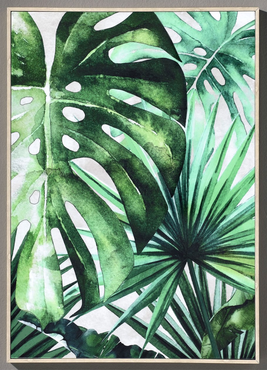 Тропические листья акварелью