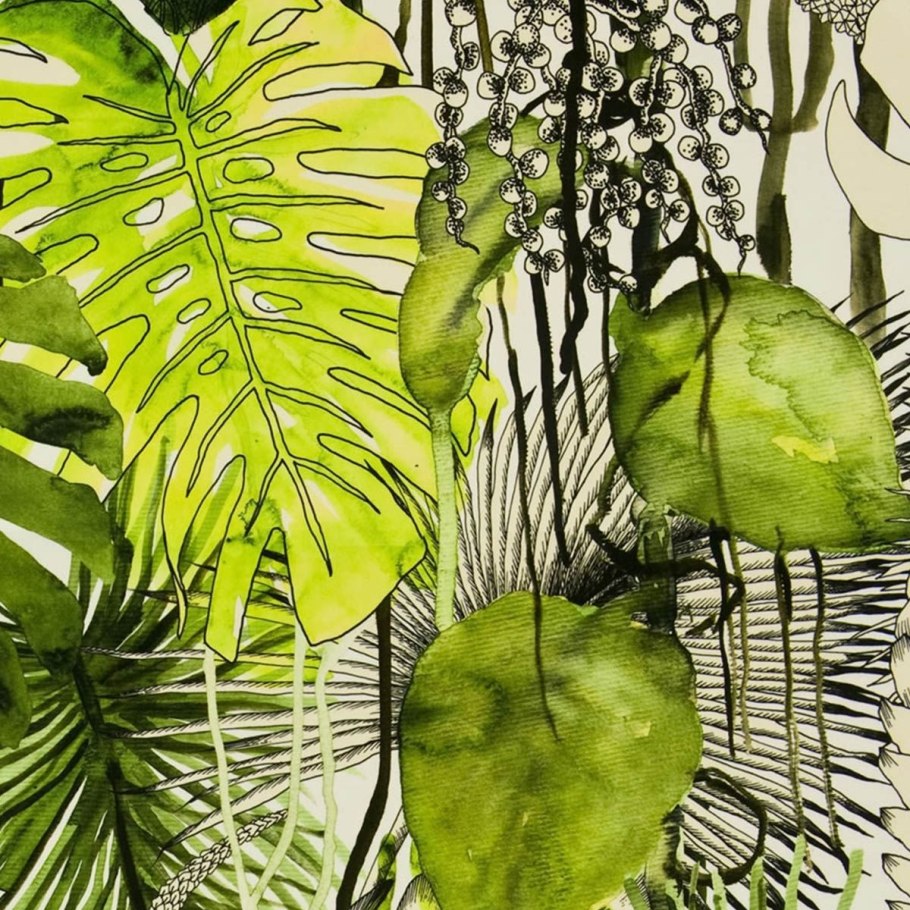 Банановые листья акварель