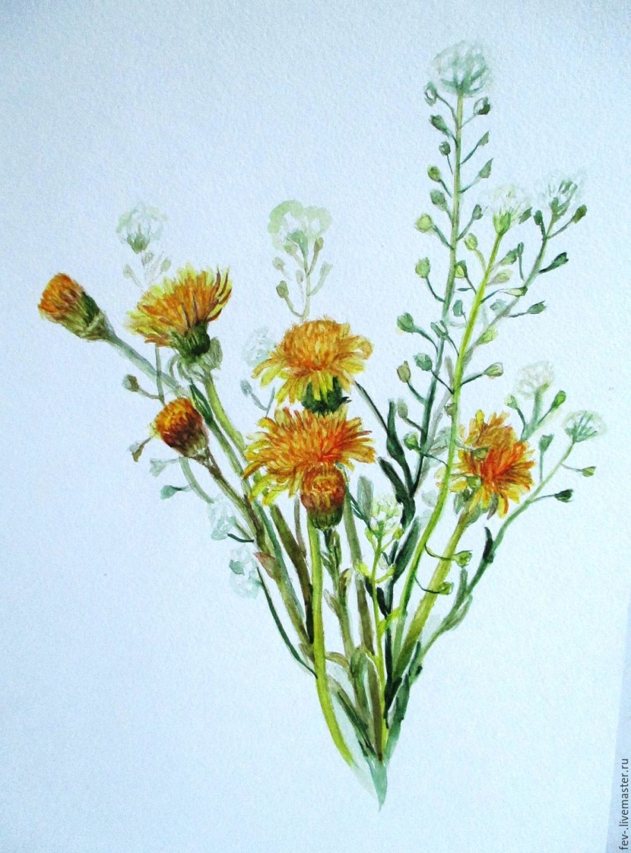 Вышивка цветок мать-и-мачехи