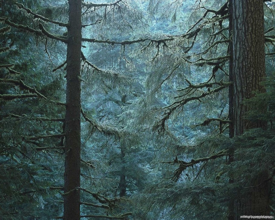 Дремучий хвойный лес Тайга